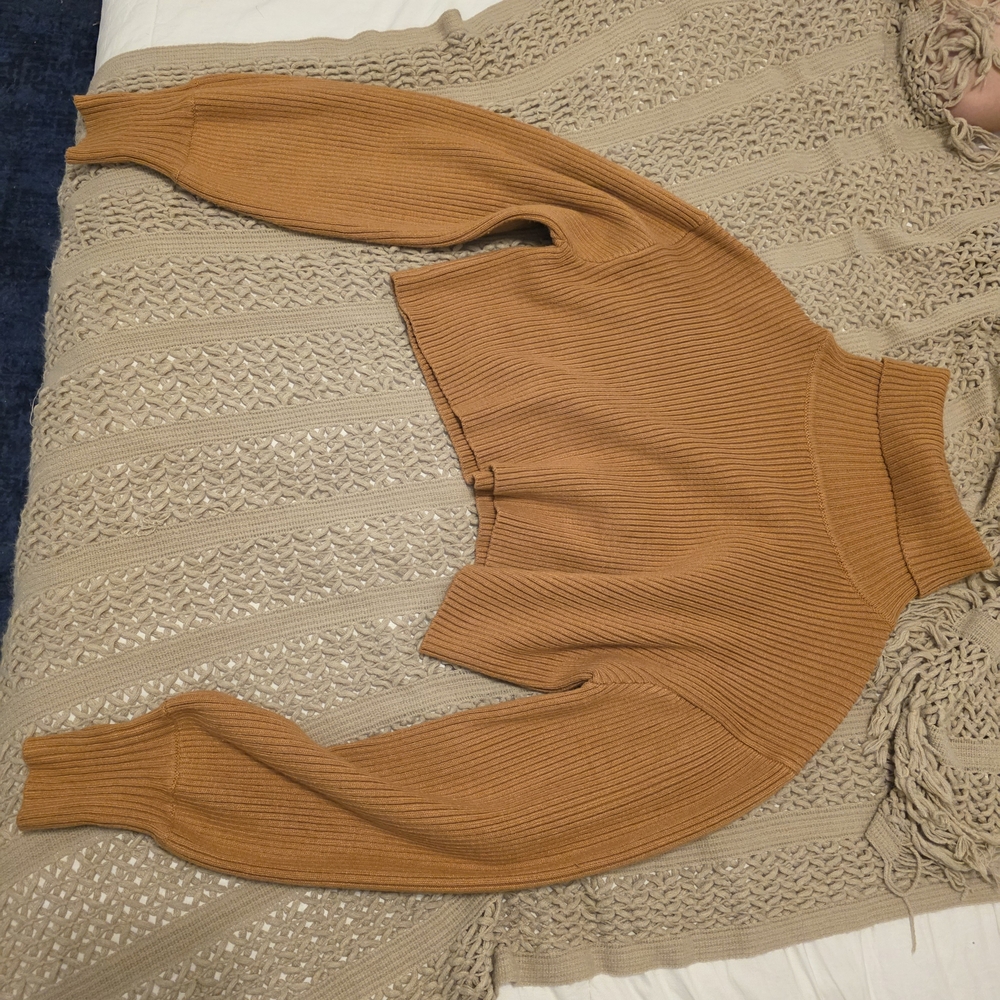 Honey Punch Camel Cowl Neck Sweater
